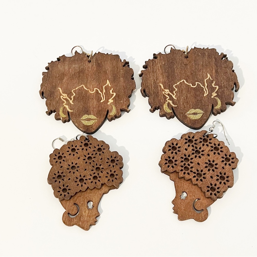 Afro Inspired Wooden Earrings